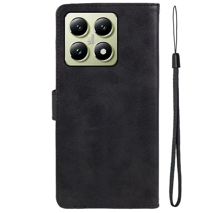 Para Xiaomi 14T Pro Case PU Pullet Caterlate Textura de Tape Pela Pantela Textura - Preto