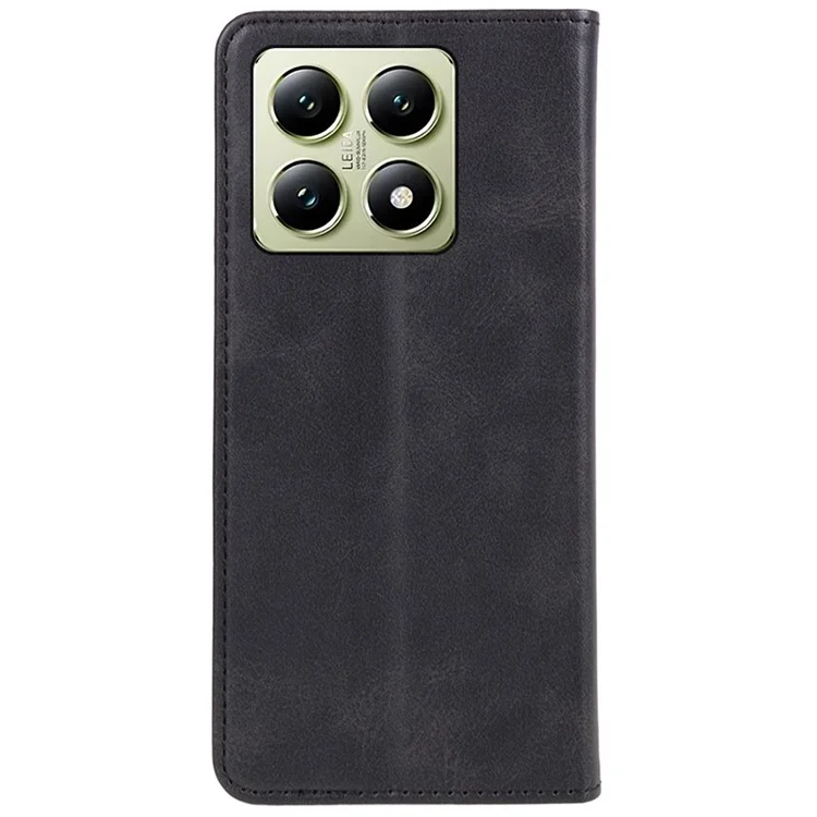 Для Xiaomi 14t Case Srong Magnetic PU Кожаная Обложка Телефона Текстура Теленка Текстуры - Черный