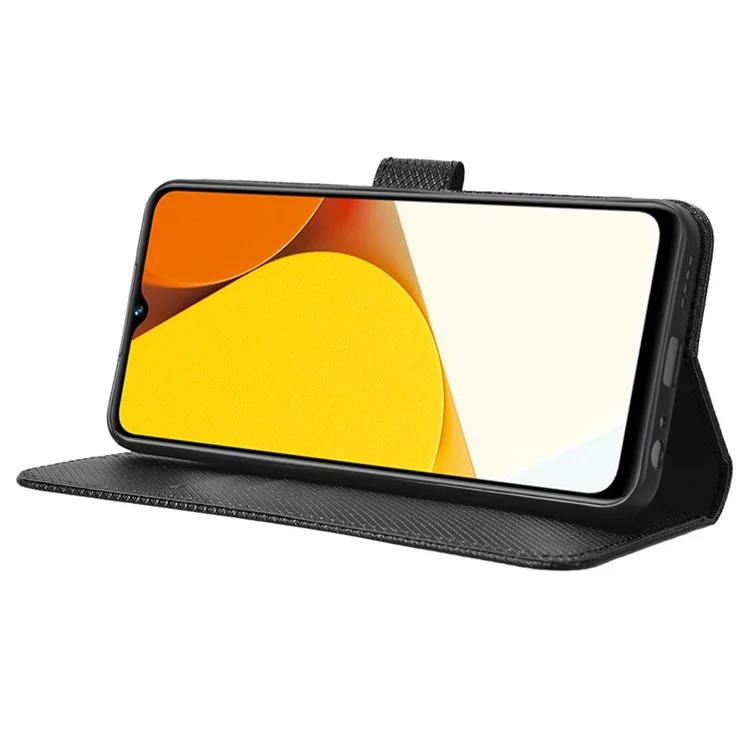 Pour Vivo Y35 4G (2022) / Y22s 4G / Couverture de Portefeuille Y22 4g, Texture de Diamant Téléphone Folio Flip PU le Cuir Stand - le Noir