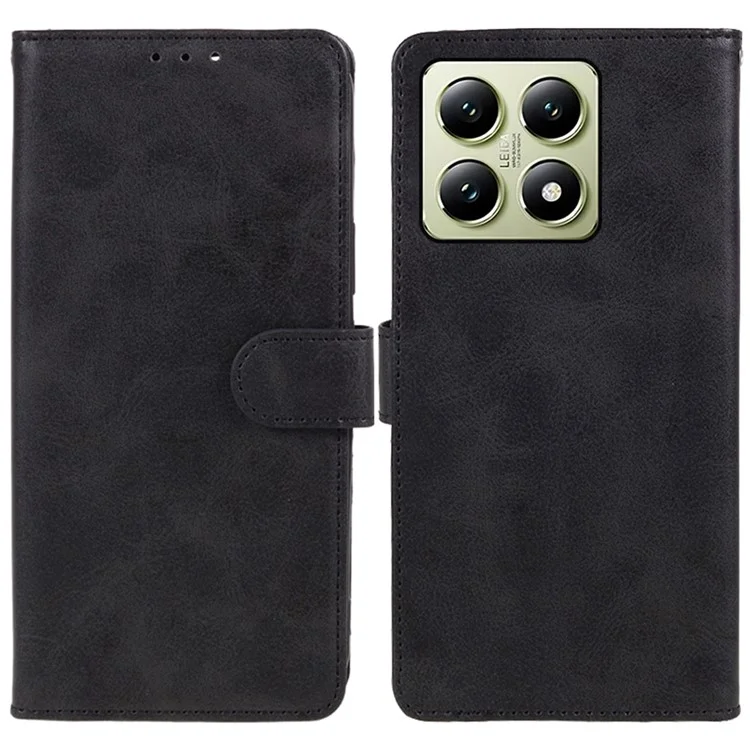 Para Xiaomi 14t Case PU PU Billetera Protectora Teléfono de la Ternera Textura de la Pantorrilla - Negro