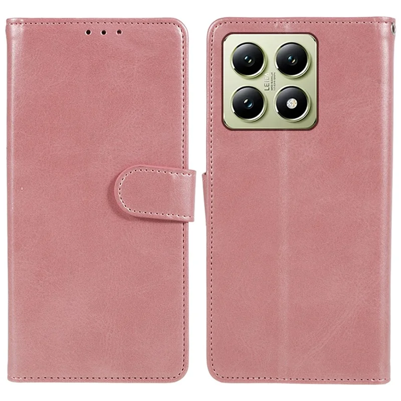 For Xiaomi 14T Case PU Leather Wallet Protective Phone Cover Calf Texture - Rose Gold
