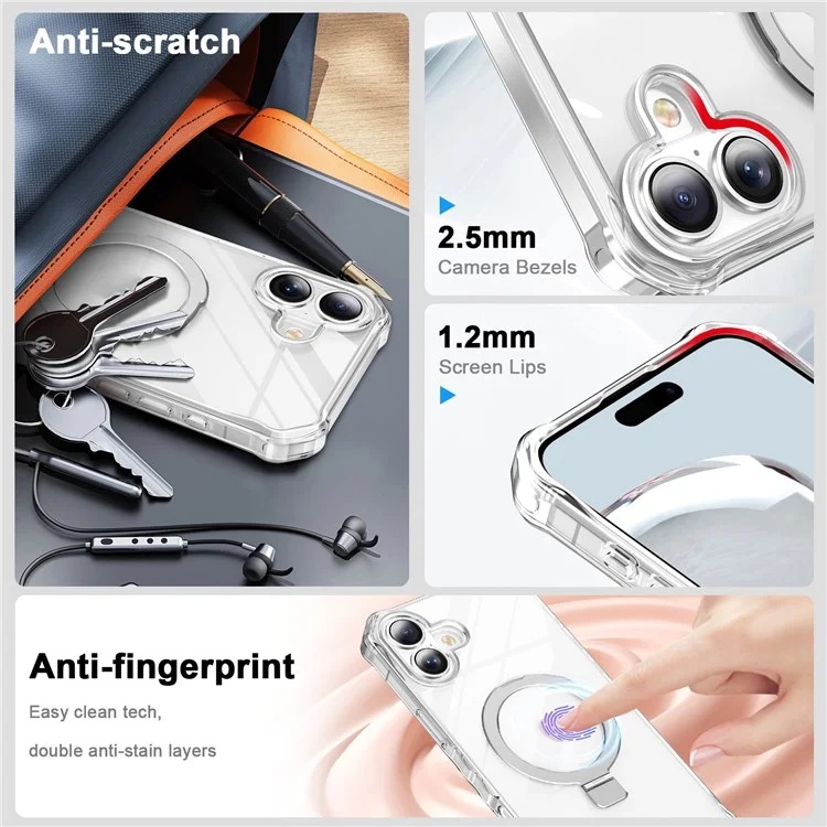 Pour le Boîtier Iphone 16 Small Wavy Edge Compatible Avec Magsafe Clear Anti-Drop pc + Tpu Téléphone