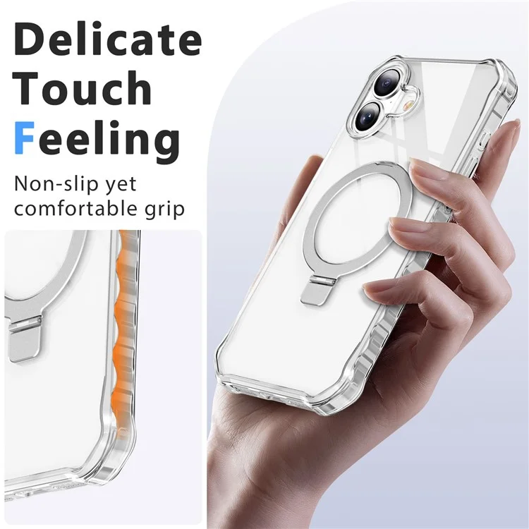 Pour le Boîtier Iphone 16 Small Wavy Edge Compatible Avec Magsafe Clear Anti-Drop pc + Tpu Téléphone
