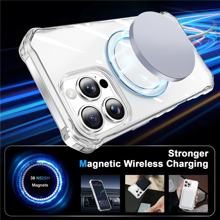 Para Iphone 16 Pro Max Case Small Wavy Edge Compatível Com Magsafe Clear Anti-Drop PC+TPU Tampa