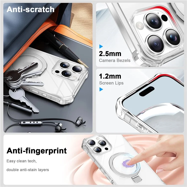 Para Iphone 16 Pro Max Case Small Wavy Edge Compatível Com Magsafe Clear Anti-Drop PC+TPU Tampa