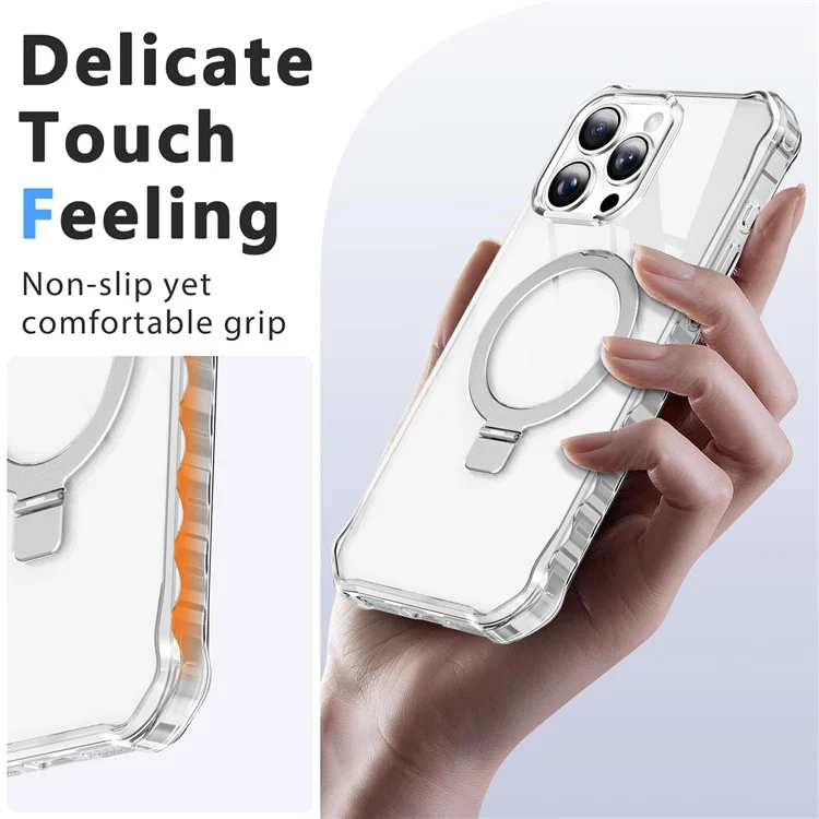 Para Iphone 16 Pro Max Case Small Wavy Edge Compatível Com Magsafe Clear Anti-Drop PC+TPU Tampa