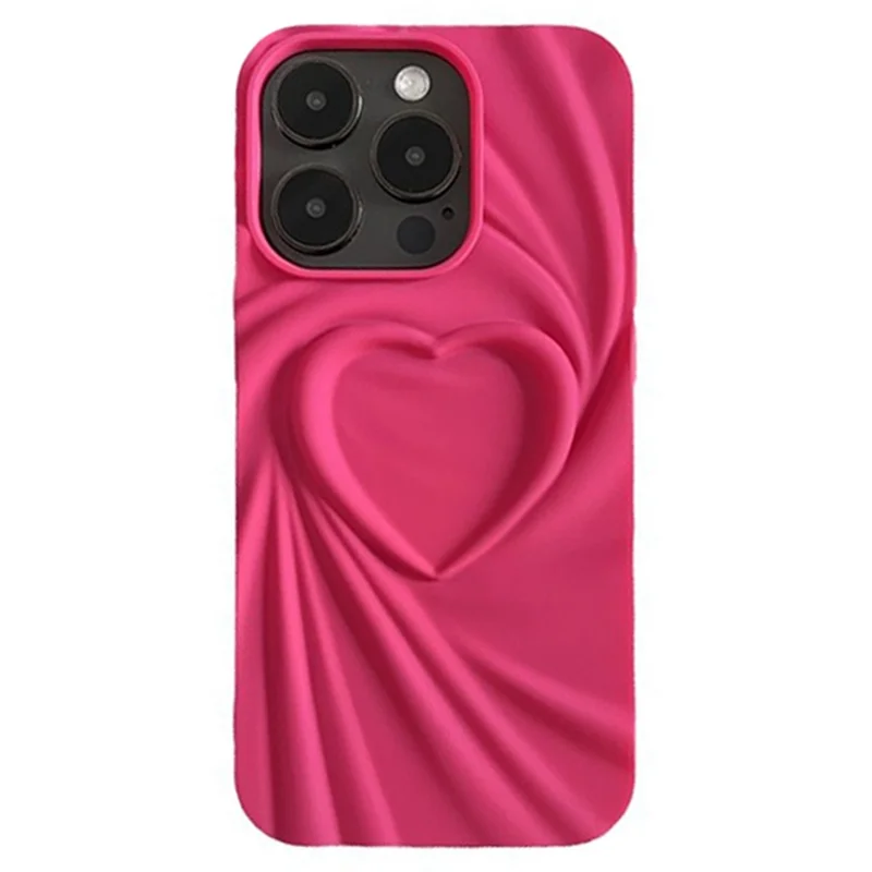 For iPhone 16 Pro Max Case Pleated Swirling Heart TPU Phone Cover - Rose