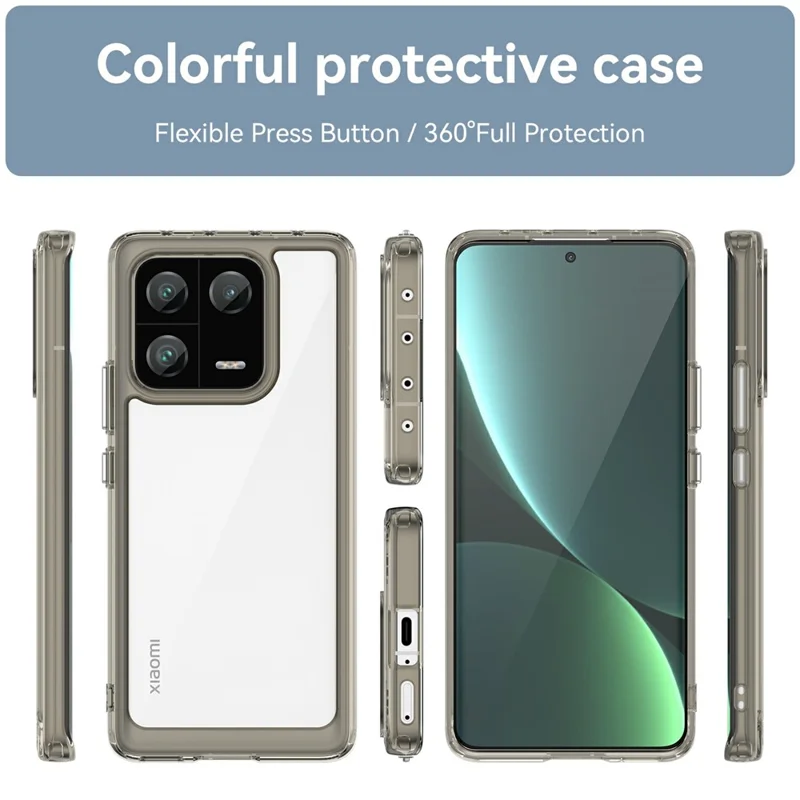 For Xiaomi 13 Pro 5G Case TPU +Acrylic Protective Clear Phone Cover - Transparent Grey
