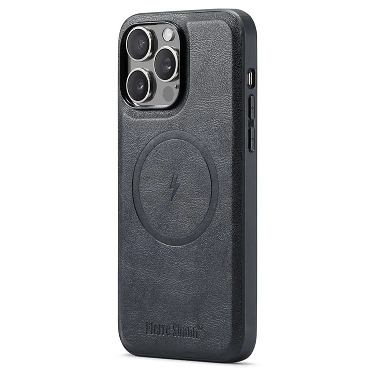 FIERRE SHANN 028 Style For iPhone 16 Pro Max Case Magnetic Detachable Card Slots Leather Back Cover - Black