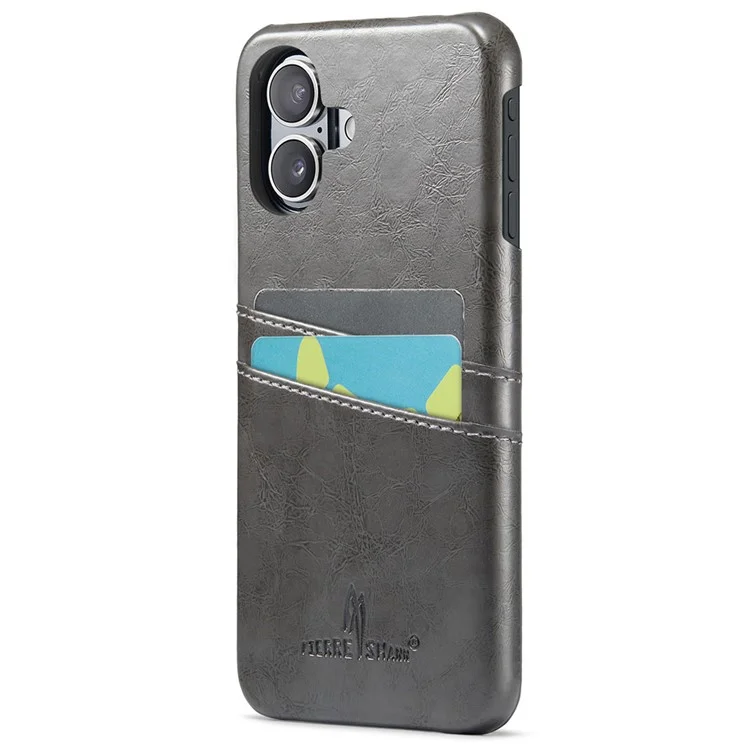 Fierre Shann Für Iphone 16 Plus Case Waxy PU Leder+pc -kartenhalter Telefonabdeckung - Grau