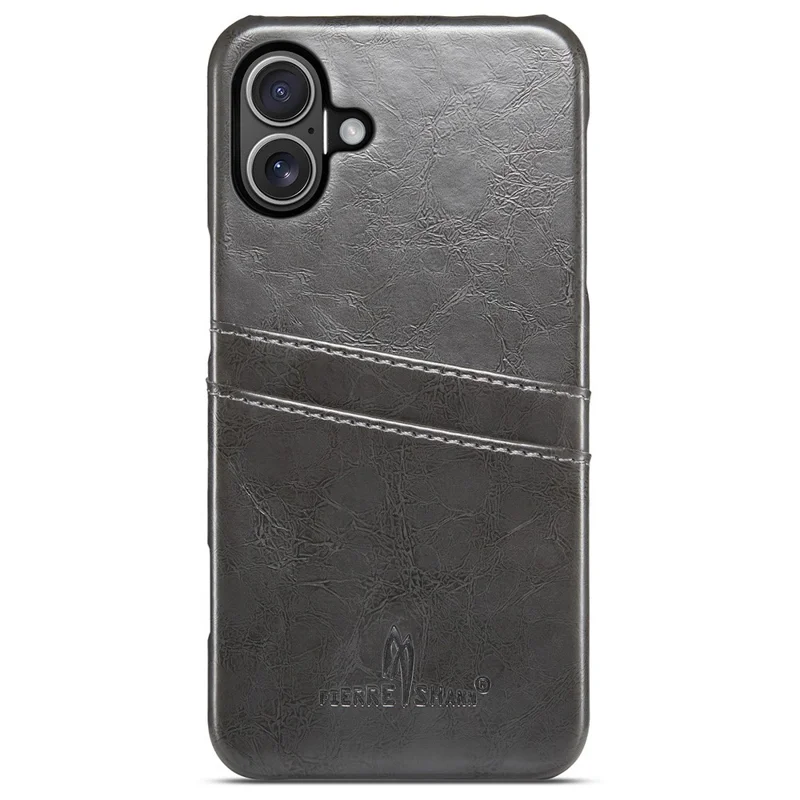 Fierre Shann Für Iphone 16 Plus Case Waxy PU Leder+pc -kartenhalter Telefonabdeckung - Grau
