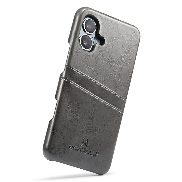 Fierre Shann Für Iphone 16 Plus Case Waxy PU Leder+pc -kartenhalter Telefonabdeckung - Grau