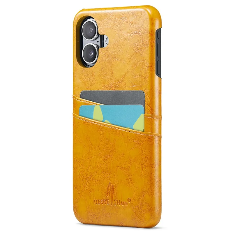Fierre Shann Per Iphone 16 Case Waxy PU Waxy Pettore Coperchio Possibile - Giallo