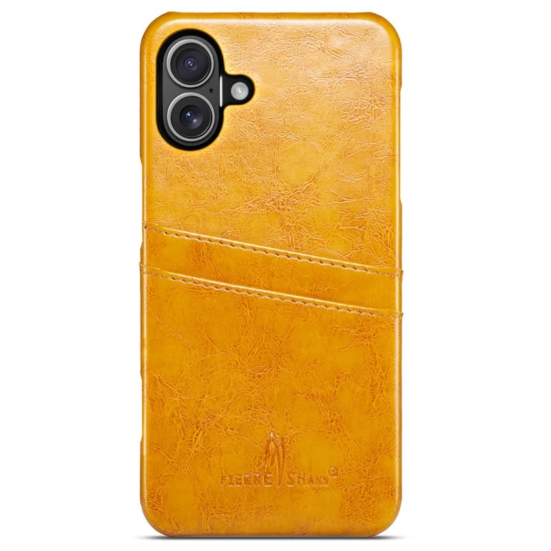 Fierre Shann Per Iphone 16 Case Waxy PU Waxy Pettore Coperchio Possibile - Giallo