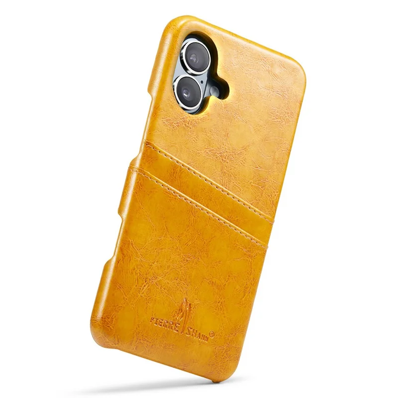 Fierre Shann Per Iphone 16 Case Waxy PU Waxy Pettore Coperchio Possibile - Giallo