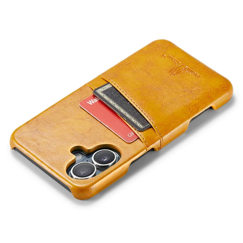Fierre Shann Per Iphone 16 Case Waxy PU Waxy Pettore Coperchio Possibile - Giallo
