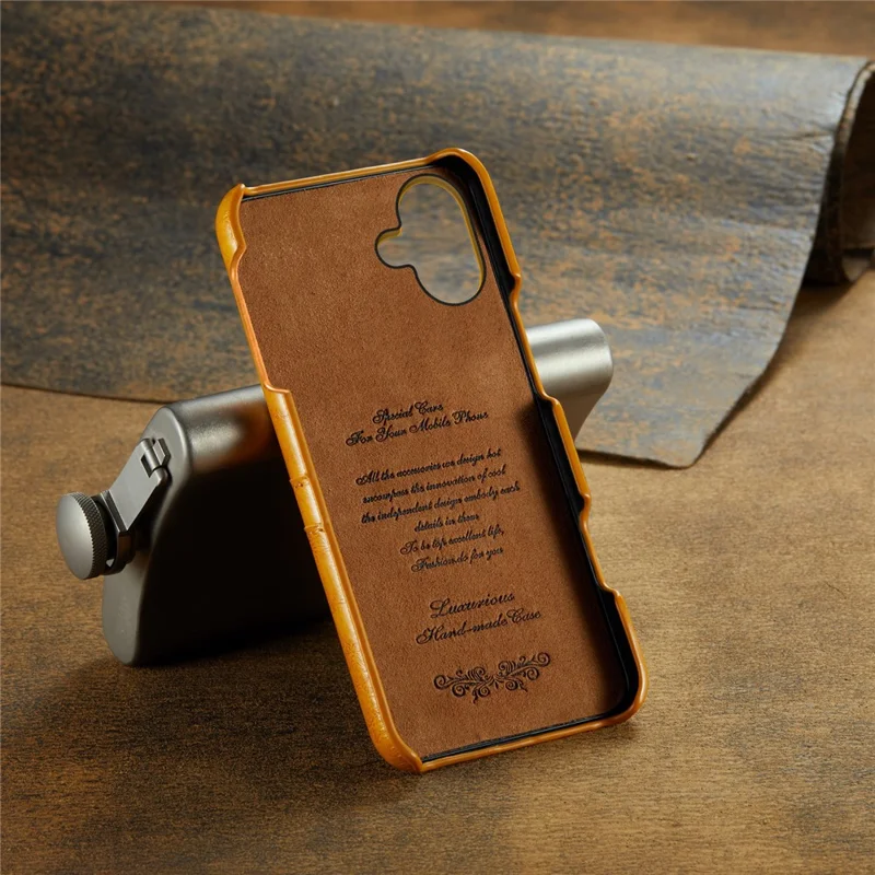 Fierre Shann Per Iphone 16 Case Waxy PU Waxy Pettore Coperchio Possibile - Giallo