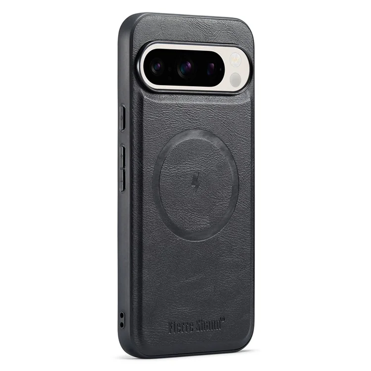 Fierre Shann 025 Estilo Para Google Pixel 9 Pro XL Case Leather+TPU Slots de Cartão Destacável Tampa - Preto