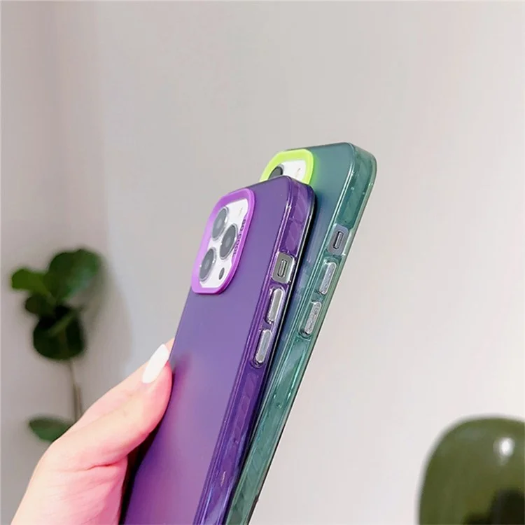 Para Iphone 14 Pro Case IMD Silver Color Finish TPU+PC Telep Cubierta - Púrpura