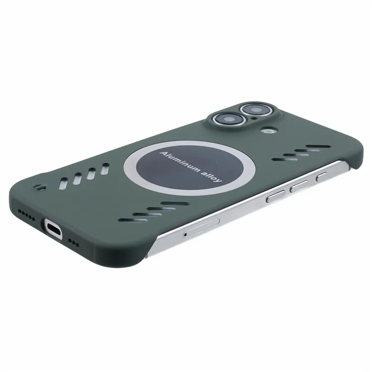 For iPhone 16 Plus Case Hard PC Frameless Heat Dissipation Phone Cover - Green
