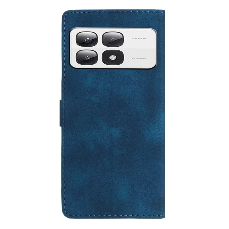 For Xiaomi 14T Pro Case Leather Imprinted Flower Phone Cover Wallet with Wrist Strap - Blue