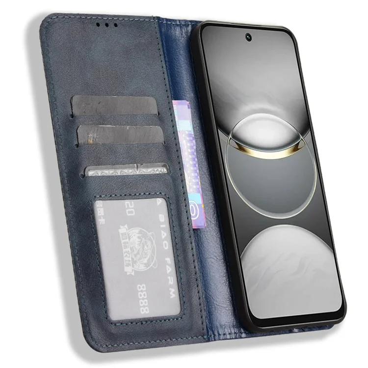 Para TECNO Spark 30C 4G kL5n Funda de Cuero Cartera Soporte Textura Retro Funda de Teléfono - Azul