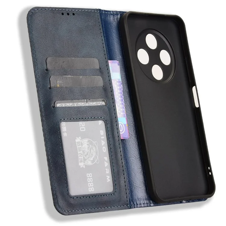 Para TECNO Spark 30C 4G kL5n Funda de Cuero Cartera Soporte Textura Retro Funda de Teléfono - Azul