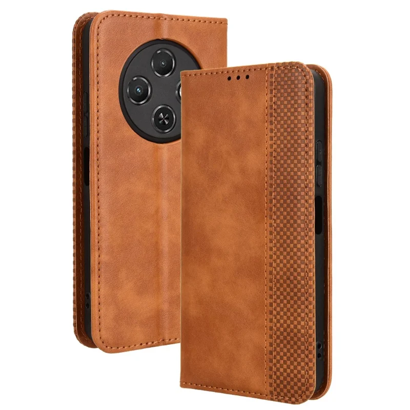 For TECNO Spark 30C 4G kL5n Leather Case Wallet Stand Retro Texture Phone Cover - Brown