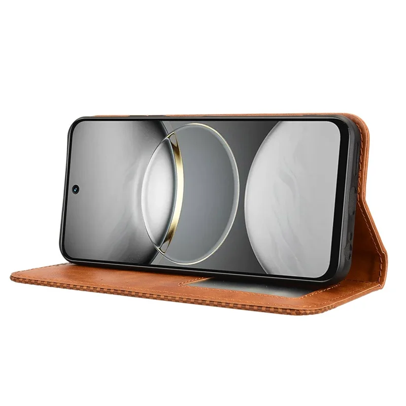 For TECNO Spark 30C 4G kL5n Leather Case Wallet Stand Retro Texture Phone Cover - Brown