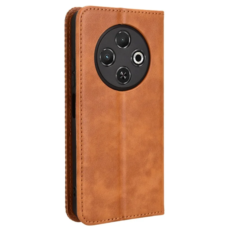 For TECNO Spark 30C 4G kL5n Leather Case Wallet Stand Retro Texture Phone Cover - Brown