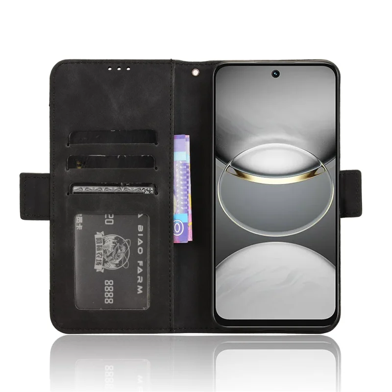 For TECNO Spark 30C 4G kL5n Leather Case Phone Wallet Cover with Multiple Card Slots - Black