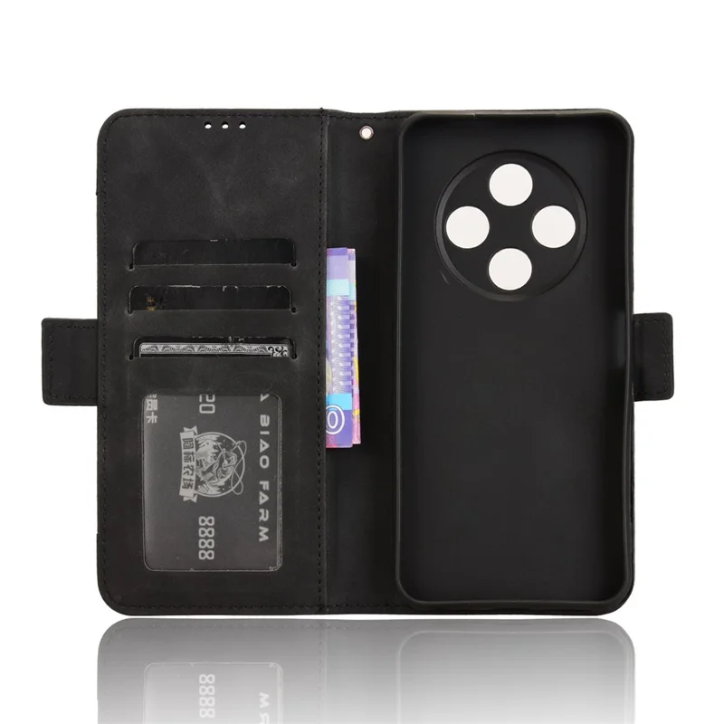 For TECNO Spark 30C 4G kL5n Leather Case Phone Wallet Cover with Multiple Card Slots - Black