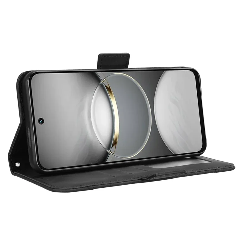 For TECNO Spark 30C 4G kL5n Leather Case Phone Wallet Cover with Multiple Card Slots - Black