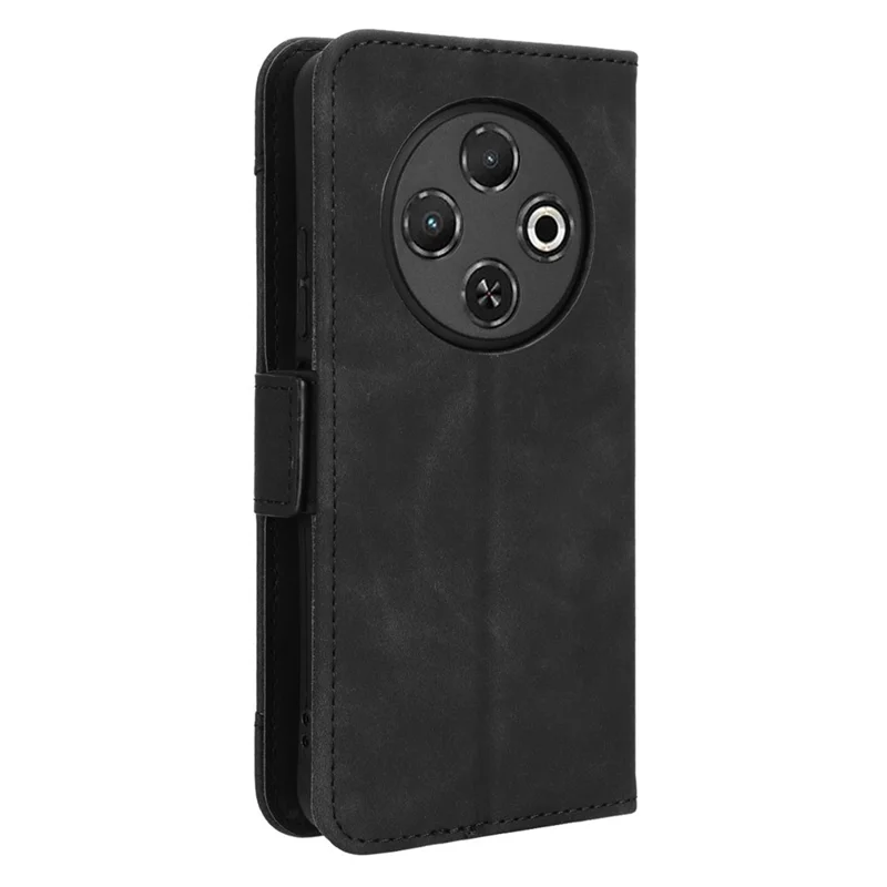 For TECNO Spark 30C 4G kL5n Leather Case Phone Wallet Cover with Multiple Card Slots - Black