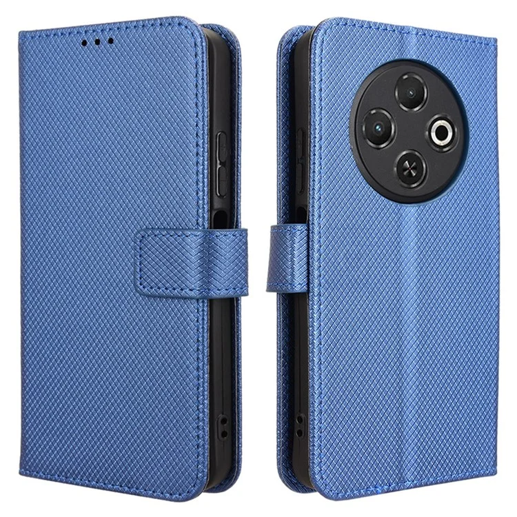 Para Tecno Spark 30C Kl5n Case PU Leather Diamond Texture Willet Telep Cover - Azul