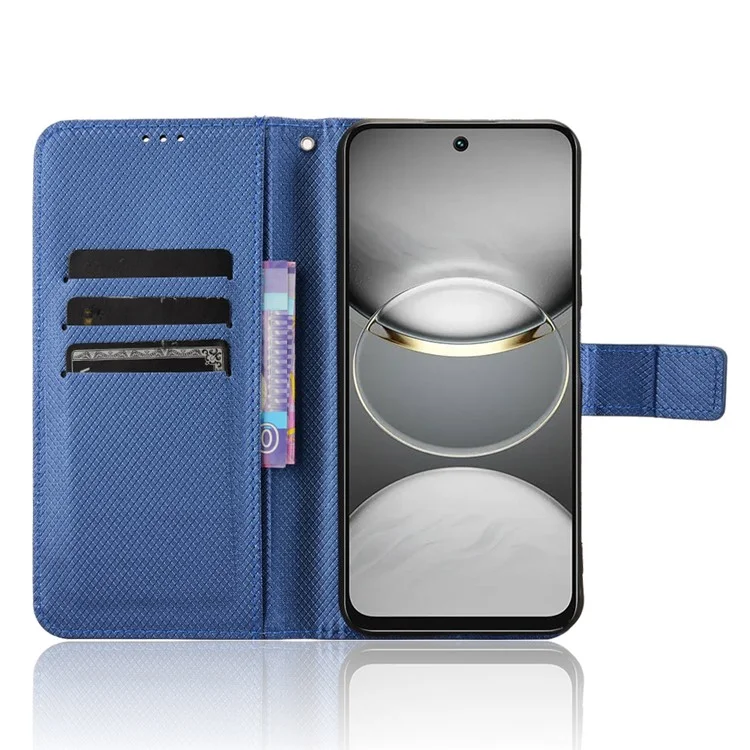 Para Tecno Spark 30C Kl5n Case PU Leather Diamond Texture Willet Telep Cover - Azul