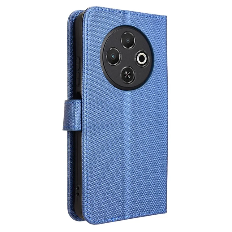 Para Tecno Spark 30C Kl5n Case PU Leather Diamond Texture Willet Telep Cover - Azul