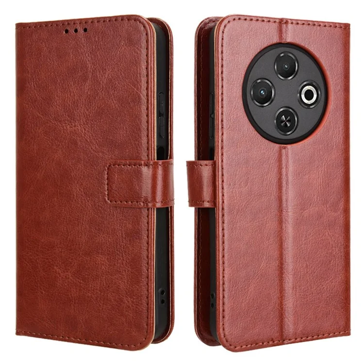 Für Tecno Spark 30c Kl5n Hülle Crazy Horse Textur PU Leder Telefon Brieftaschenabdeckung - Braun