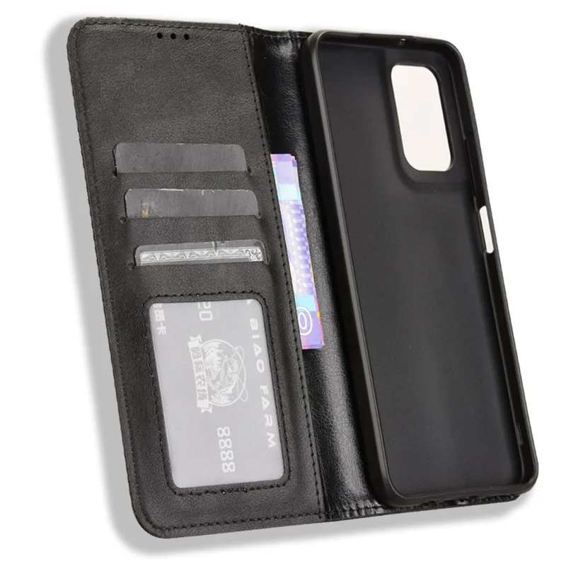 Per Motorola Moto G35 5G Custodia in Pelle Porta Banconote Supporto Texture Retrò Copertura Telefono - Nero