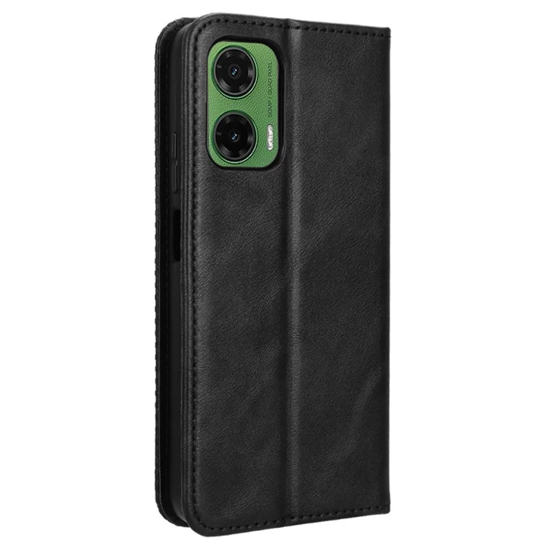 Per Motorola Moto G35 5G Custodia in Pelle Porta Banconote Supporto Texture Retrò Copertura Telefono - Nero