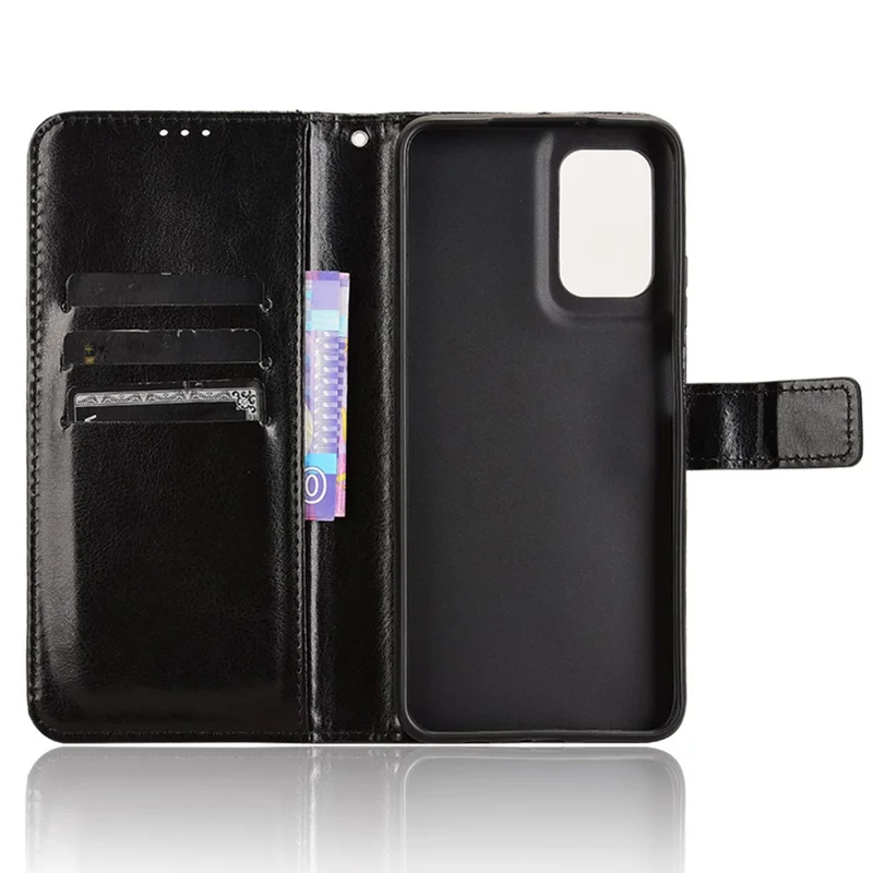 Per Motorola Moto G35 5G Custodia Crazy Horse Texture Pelle Sintetica Portafoglio Cover per Telefono - Nero