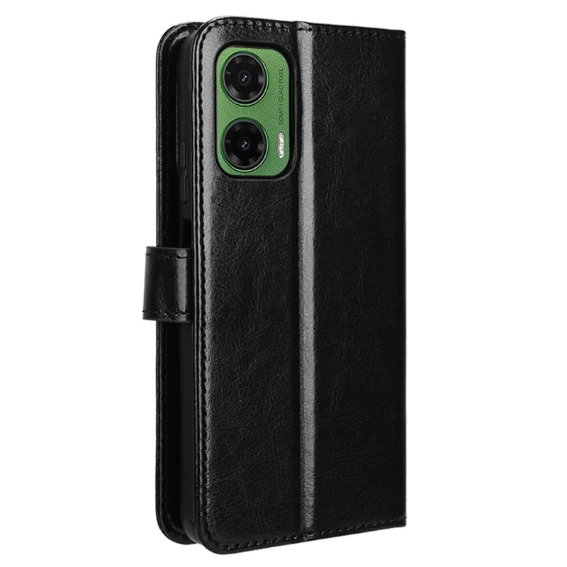 Per Motorola Moto G35 5G Custodia Crazy Horse Texture Pelle Sintetica Portafoglio Cover per Telefono - Nero
