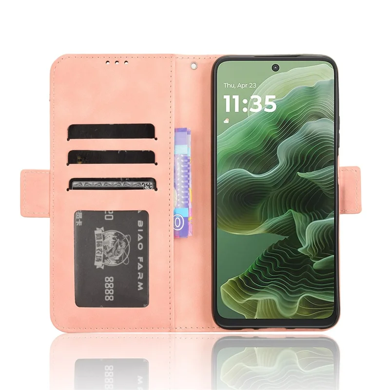 Pour Motorola Moto G35 5G Étui en cuir Housse de portefeuille avec plusieurs fentes pour cartes - Rose