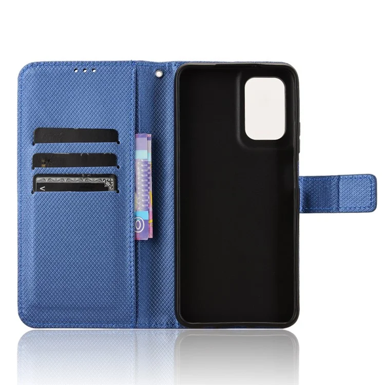 Para Motorola Moto G35 5G Case PU Leather Diamond Texture Wallet Phone Cover - Azul