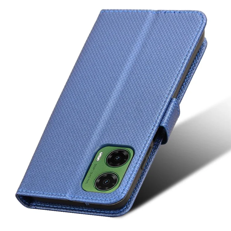 Para Motorola Moto G35 5G Case PU Leather Diamond Texture Wallet Phone Cover - Azul