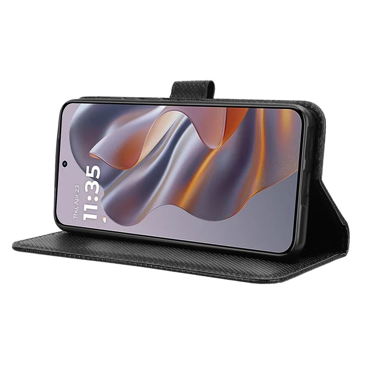 Pour Motorola Thinkphone 25 5G / Edge 50 Neo 5G / Moto S50 5G Étui PU Cuir Texture Diamant Portefeuille Housse Téléphone - Noir