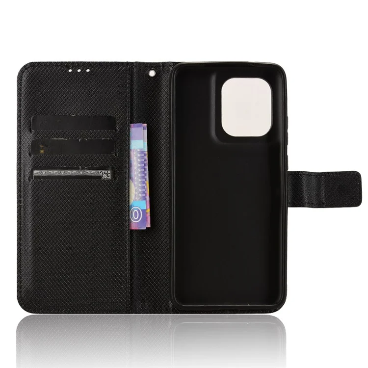 Pour Motorola Thinkphone 25 5G / Edge 50 Neo 5G / Moto S50 5G Étui PU Cuir Texture Diamant Portefeuille Housse Téléphone - Noir