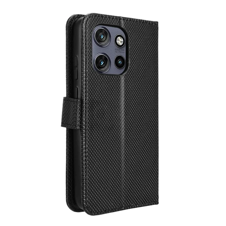 Pour Motorola Thinkphone 25 5G / Edge 50 Neo 5G / Moto S50 5G Étui PU Cuir Texture Diamant Portefeuille Housse Téléphone - Noir