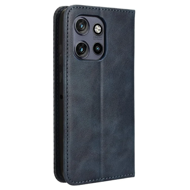 Para Motorola Thinkphone 25 5G / Edge 50 Neo 5G / Moto S50 5G Leather Case Wallet Stand Retro Texture Phone Cover - Blue