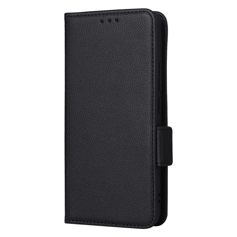 For iPhone 16 Pro Max Case with Wrist Strap Litchi Texture PU Leather Wallet Phone Cover - Black